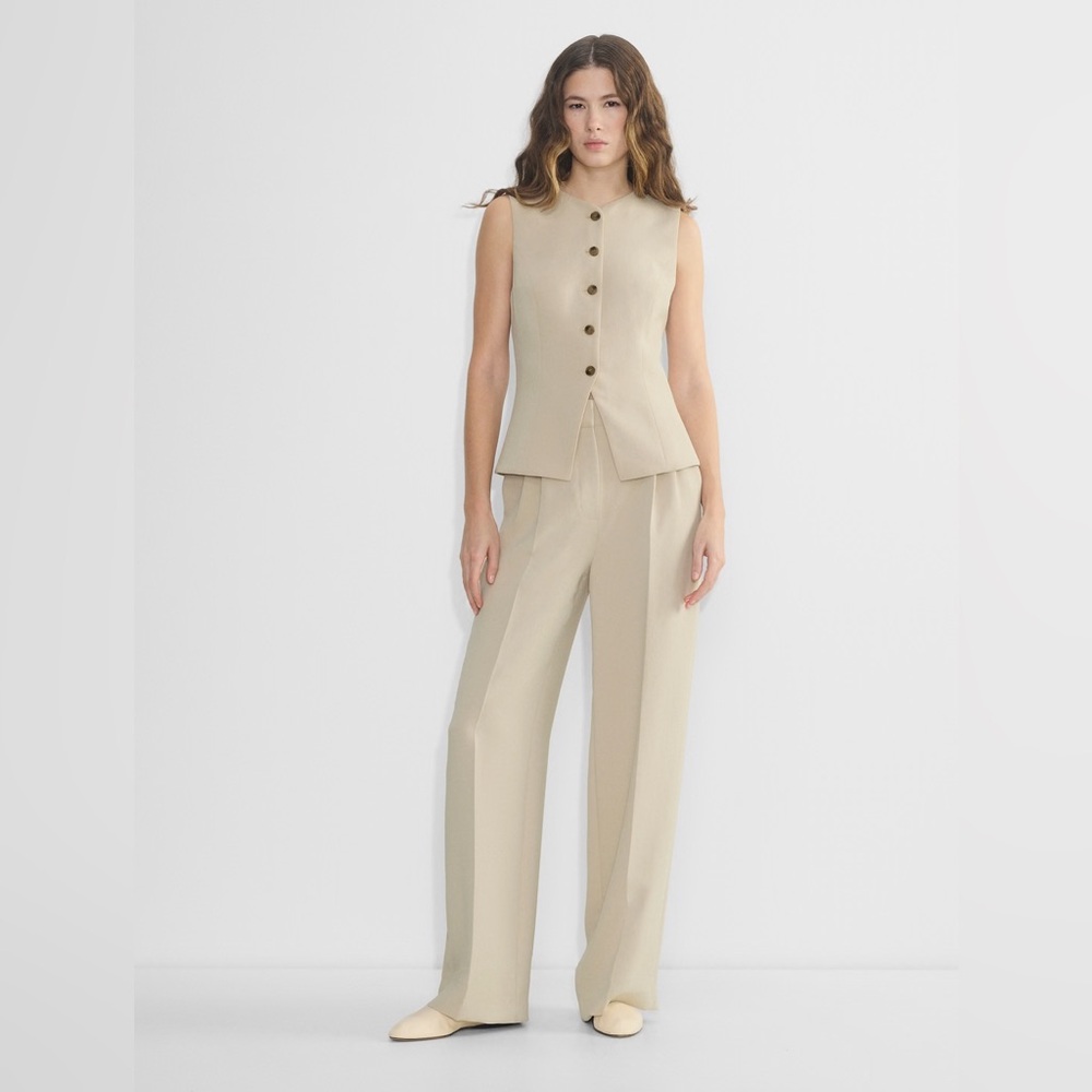 ARITZIA WILFRED Effortless Pant Size 6 Heather Oat Wide Leg High Rise NWOT